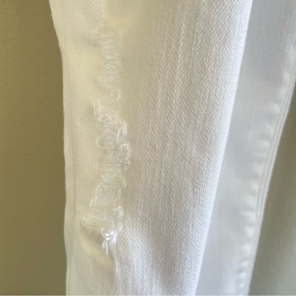 Spanx Women's Distressed White Skinny Ankle Jeans Raw Hem Size Medium - Picture 6 of 12